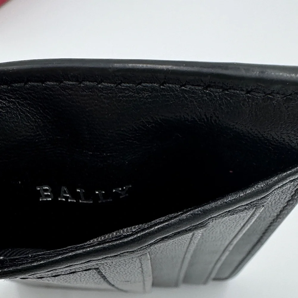 Bally Black Calfskin Leather Card Holder Unisex